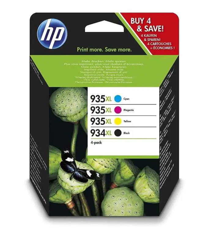 HP 934XL/935XL Noir couleur Pack de 4 Cartouches d'encre d'origine