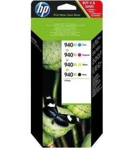 HP 940XL Noir couleur Pack de 4 cartouches d'encre d'origine