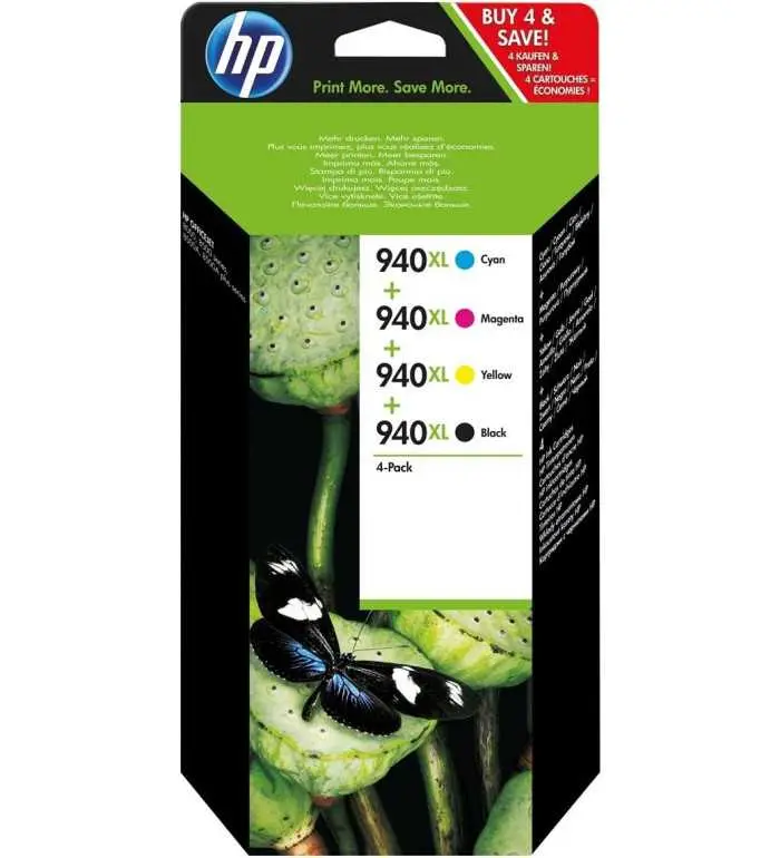 HP 940XL Noir couleur Pack de 4 cartouches d'encre d'origine