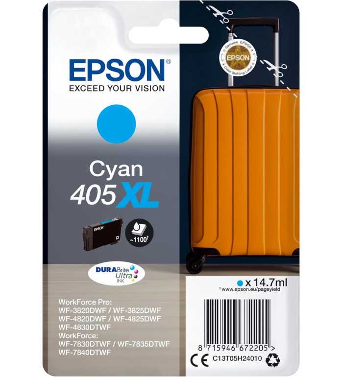 Epson 405XL Cyan Valise Cartouche d'encre d'origine Epson 405XL Cyan Valise Cartouche d'encre d'origine