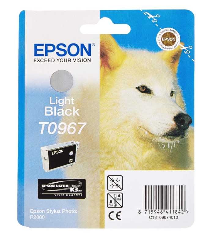 Epson T0967 Noir clair Loup Cartouche d'encre d'origine Epson T0967 Noir clair Loup Cartouche d'encre d'origine