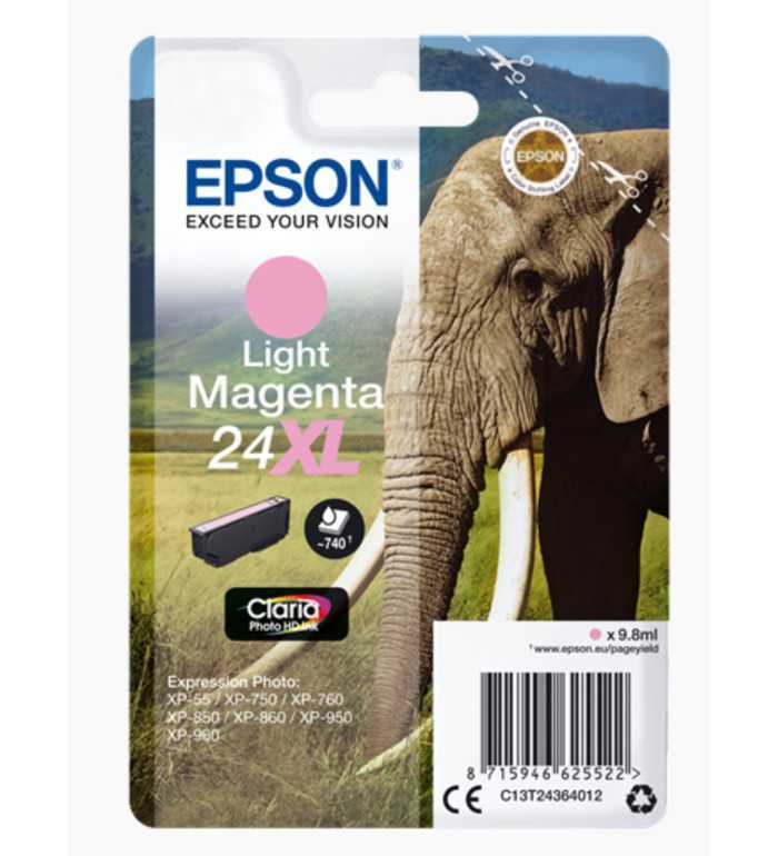Epson 24XL Magenta clair Éléphant Cartouche d'encre d'origine
