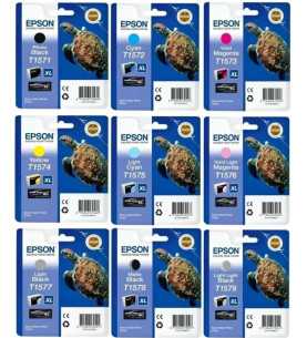 Epson T157 Noir couleur Tortue Pack de 9 Cartouches d'encre d'origine