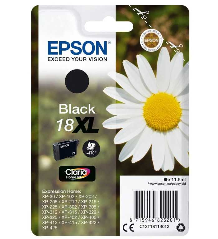 Epson 18XL Noir Pâquerette Cartouche d'encre d'origine Epson 18XL Noir Pâquerette Cartouche d'encre d'origine