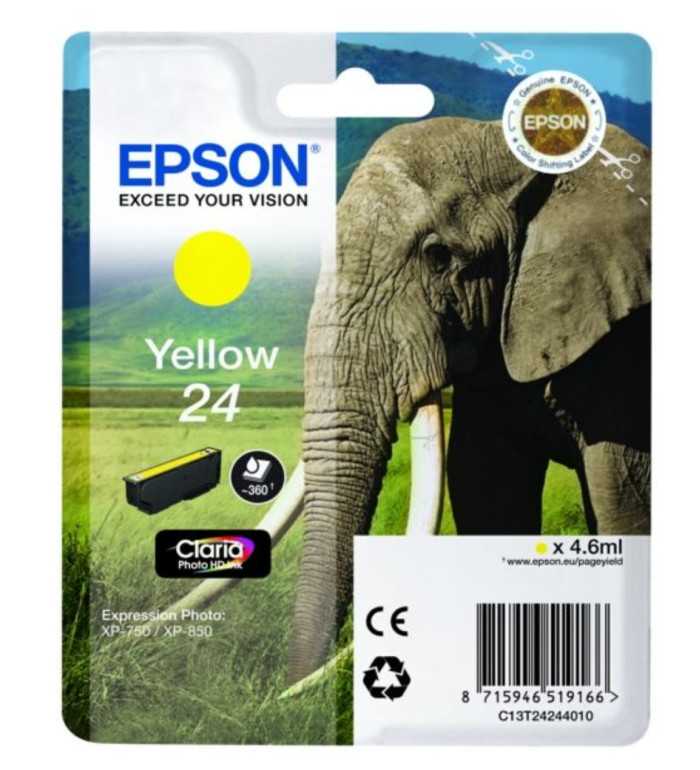 Epson 24 Jaune Éléphant Cartouche d'encre d'origine Epson 24 Jaune Éléphant Cartouche d'encre d'origine