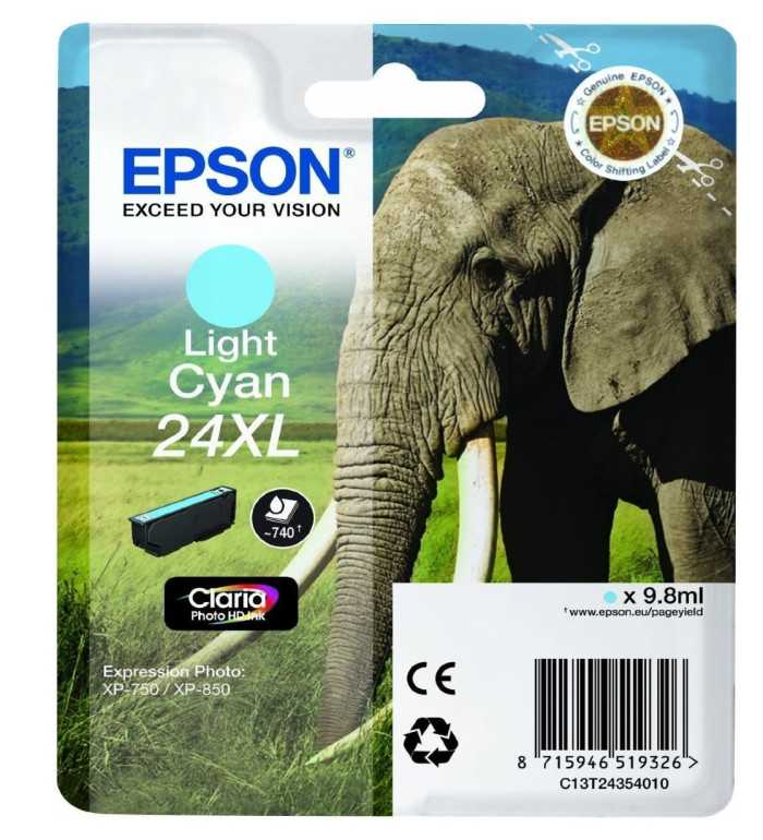 Epson 24XL Cyan clair Éléphant Cartouche d'encre d'origine Epson 24XL Cyan clair Éléphant Cartouche d'encre d'origine