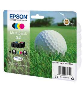 Epson 34 Noir couleur Balle de golf Pack de 4 Cartouches d'encre d'origine