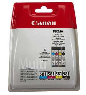 Canon CLI-581 Noir couleur Pack de 4 Cartouches d'encre d'origine