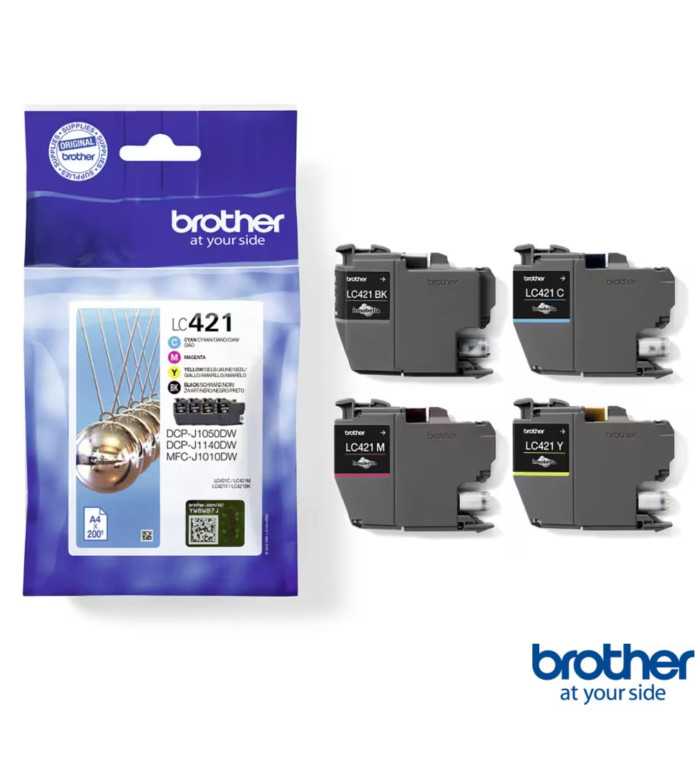 Brother LC421 Noir couleur Pack de 4 Cartouches d'encre d'origine Brother LC421 Noir couleur Pack de 4 Cartouches d'encre d'origine