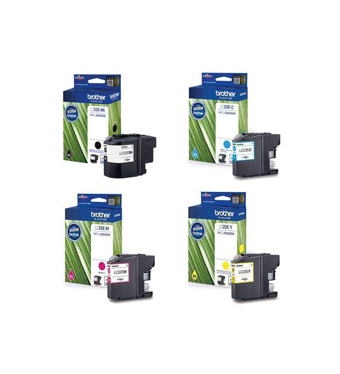 Brother LC22E Noir couleur Pack de 4 cartouches d'encre d'origine Brother LC22E Noir couleur Pack de 4 cartouches d'encre d'origine