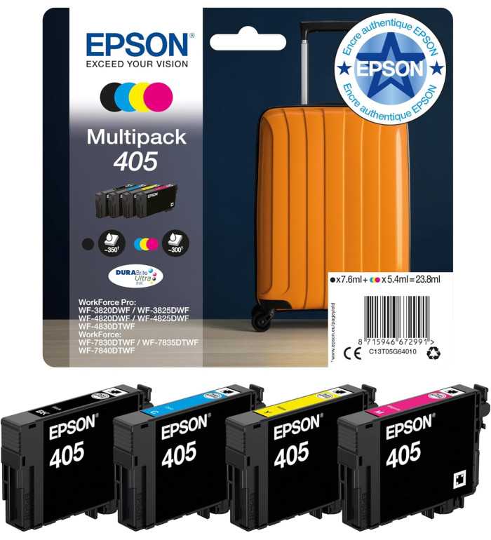 Epson 405 Noir Couleur Valise Multipack Cartouches d'encre d'origine