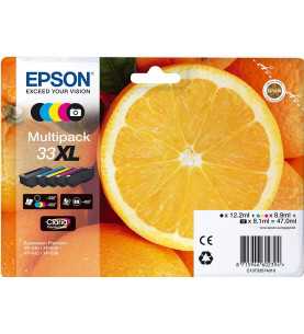 Epson 33XL Orange Noir couleur Pack de 5 Cartouches d'encre d'origine