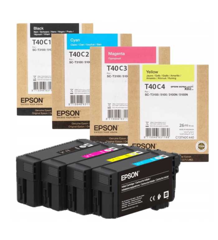 Epson T40C Noir couleur Cartouches d'encre d'origine