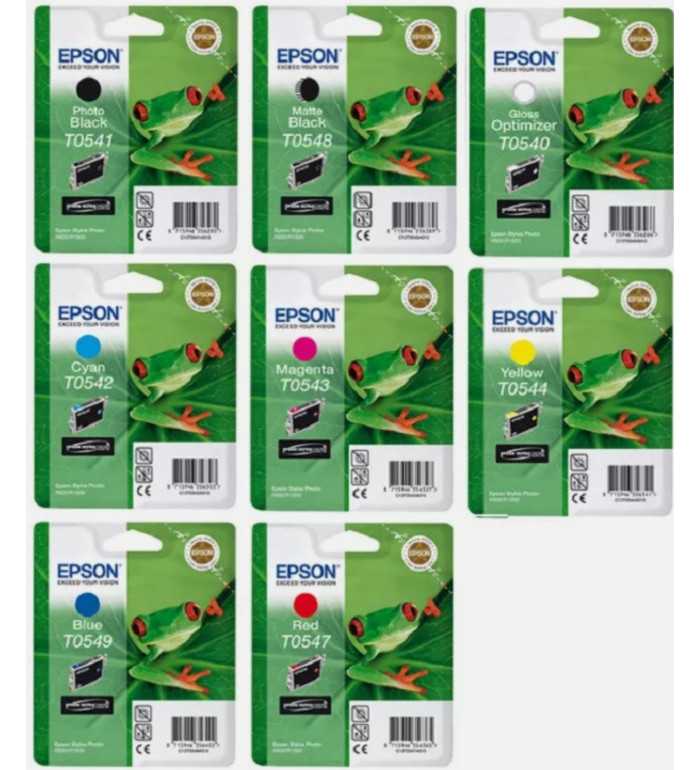 Epson T054 Noir couleur Grenouille Pack de 8 cartouches d'encre d'origine