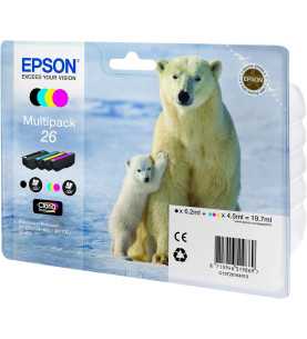 EPSON 26 Noir Ours polaire couleur Pack de 4 cartouches d'encre d'origine