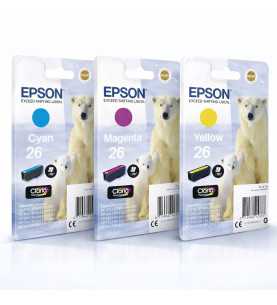 Epson 26 Couleur Ours polaire Pack de 3 cartouches d'encre d'origine