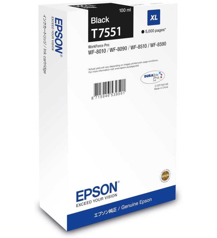 Epson T7551XL Noir d'origine – Cartouche Epson C13T755140