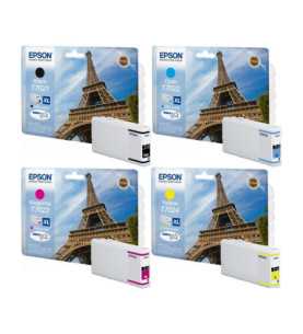 Epson T7021XL / T7022XL / T7023XL / T7024XL Pack 4 cartouches d'origine Tour Eiffel