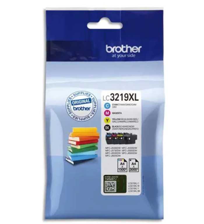 Brother LC3219XL (Noir, Cyan, Magenta, Jaune) — Pack 4 cartouches d'encre d'origine Brother LC3219XL (Noir, Cyan, Magenta, Jaune) — Pack 4 cartouches d'encre d'origine