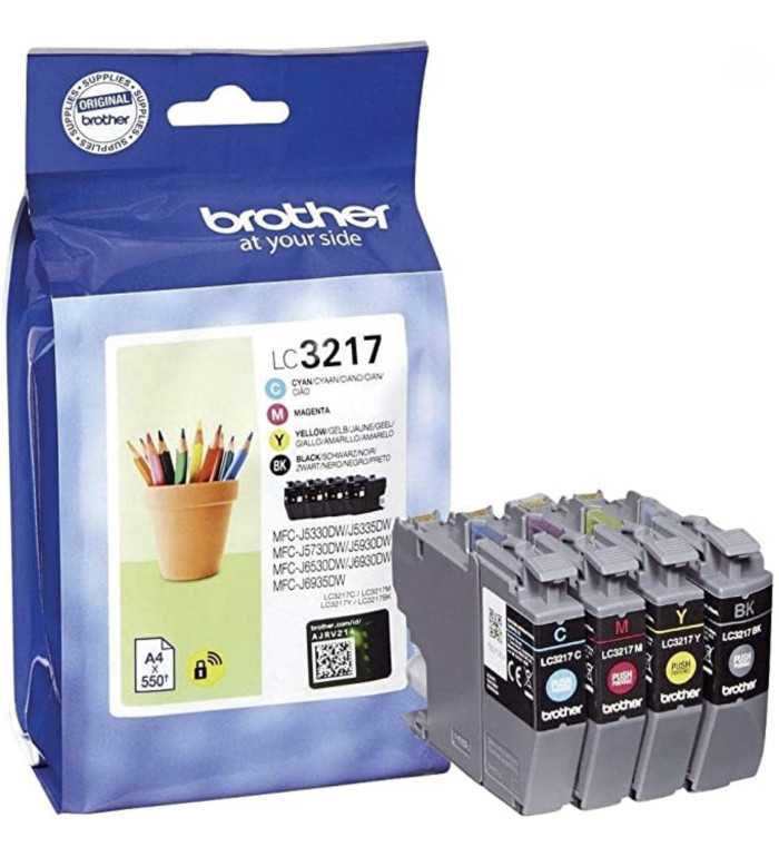 Brother LC3217 Noir couleur Pack de 4 Cartouches d'encre d'origine Brother LC3217 Noir couleur Pack de 4 Cartouches d'encre d'origine