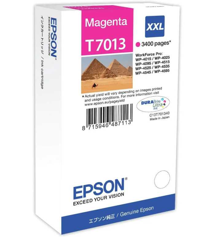 Epson T7013 XXL Magenta Pyramide Cartouche d'encre d'origine Epson T7013 XXL Magenta Pyramide Cartouche d'encre d'origine