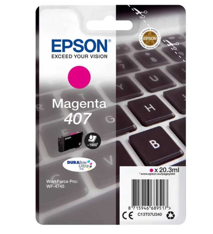 Epson 407 Magenta Clavier Cartouche authentique au meilleur prix Epson 407 Magenta Clavier Cartouche authentique au meilleur prix