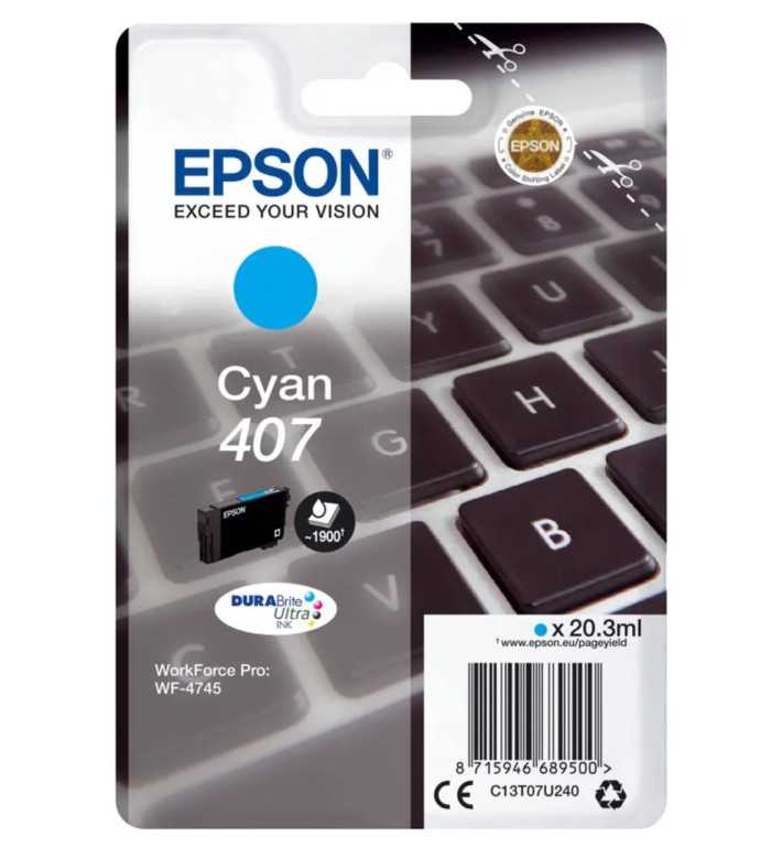 Epson 407 Cyan Clavier Cartouche authentique au meilleur prix