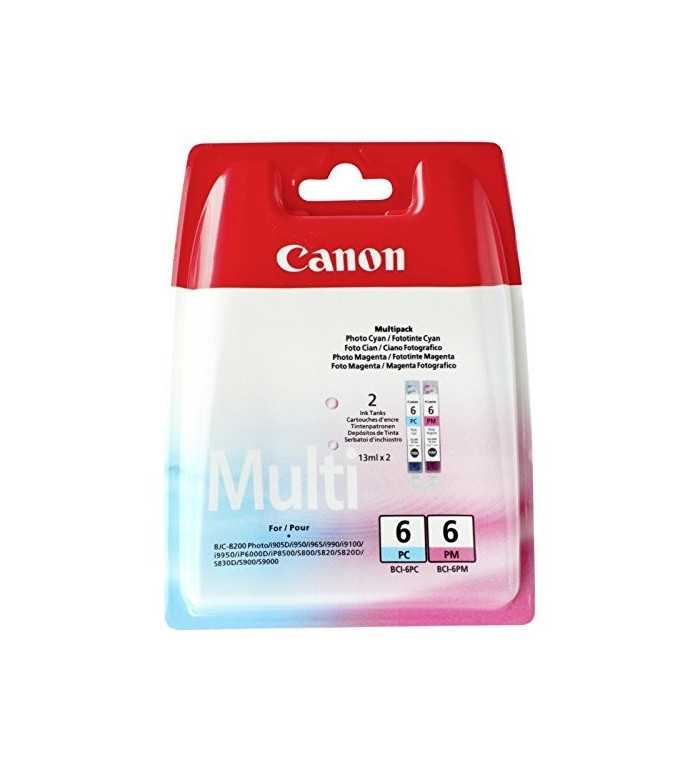 Canon BCI-6 PC/BCI6PM Cartouches d'encre Multipack Photo Cyan, Magenta